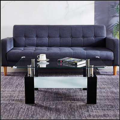 Table basse Artisan Center, plateau en verre trempé avec pieds en acier inoxydable pour les salons modernes