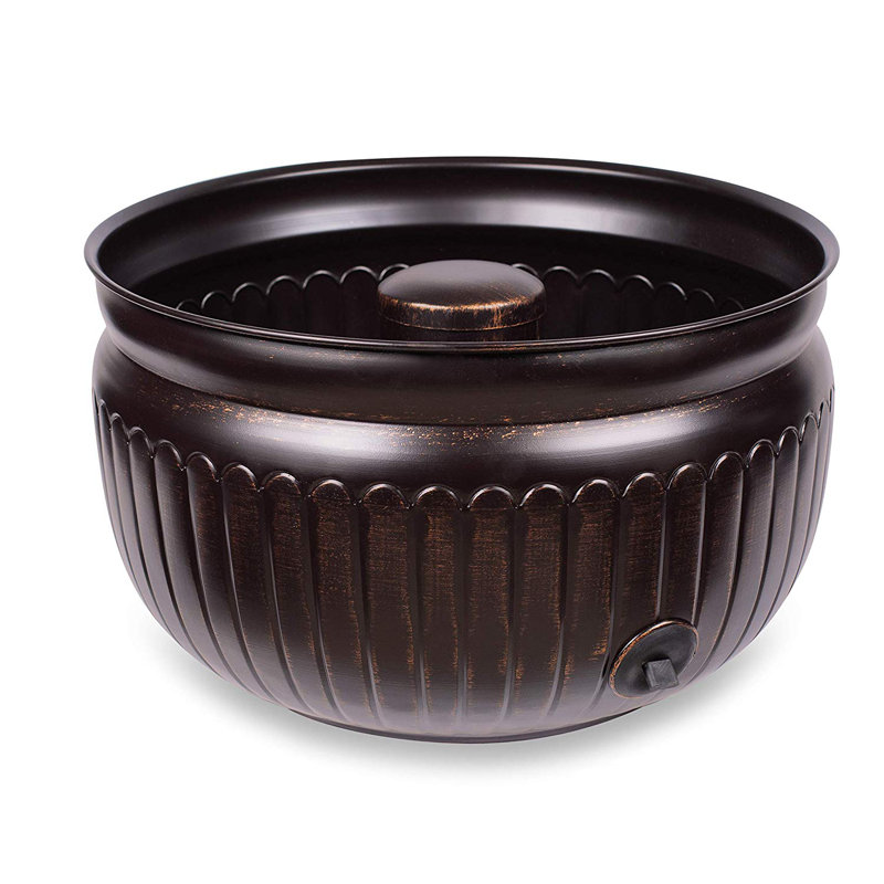 Distressed Bronze Steel Water Hose Pot with Removable Post