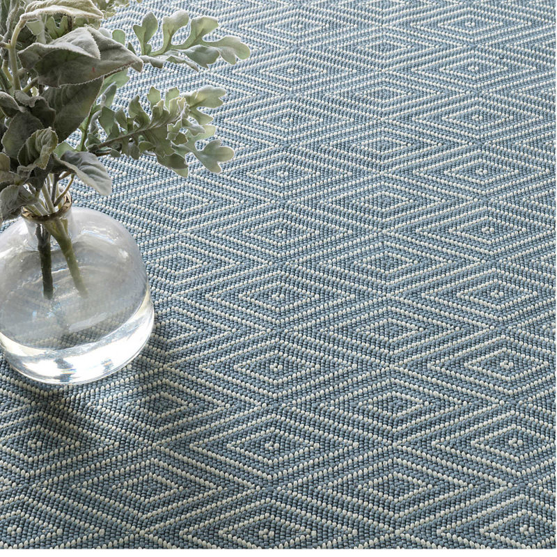 Diamond Slate and Light Blue 6' x 9' Flat Woven Reversible Rug