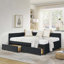 Full Size Upholstered Tufted Bed Frame with Two Drawers, Sofa Bed Frame with Comfortable Backrest and Armrests, Velvet-3213965