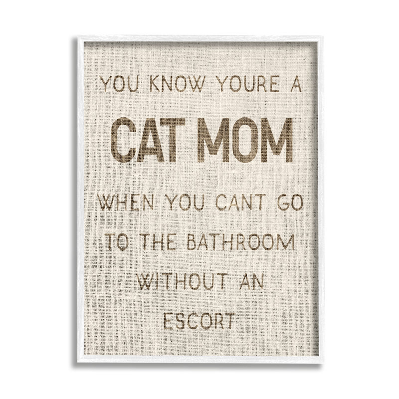 Chat maman salle de bain sans escorte phrase amusante rustique, Giclée encadrée blanc bord de mer