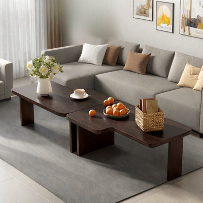 Modern Rectangle Coffee Table Set With Modular L-shape Design