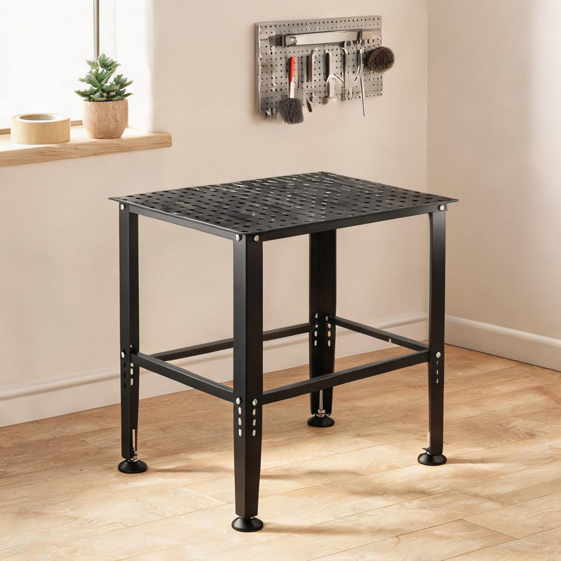 Table rectangulaire en acier Welding Workbench 36 x 24 po avec plusieurs trous de fixation, noir mat, capacité de 800 lb