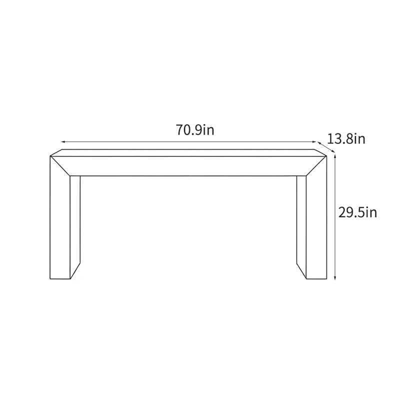 Console américaine de style américain, H 29,5 po x l 70,9 po x P 13,8 po, Marron foncé
