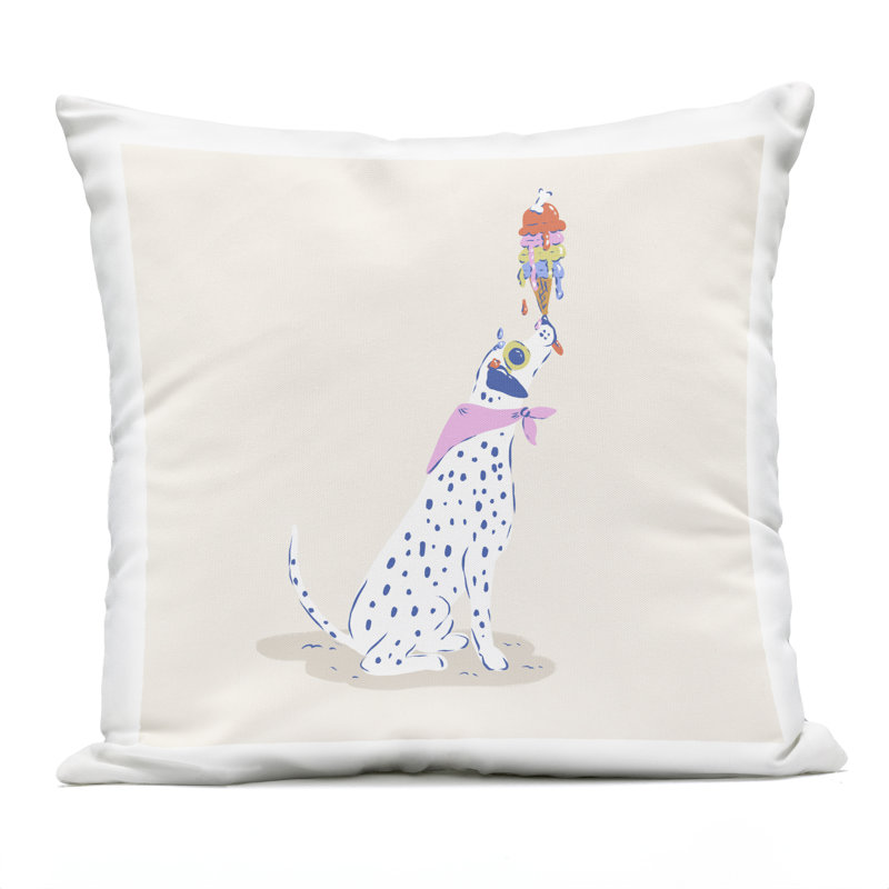 Coussin d'extérieur pastel de plage imprimé par Krissy Mast, Dalmatien beige / rose