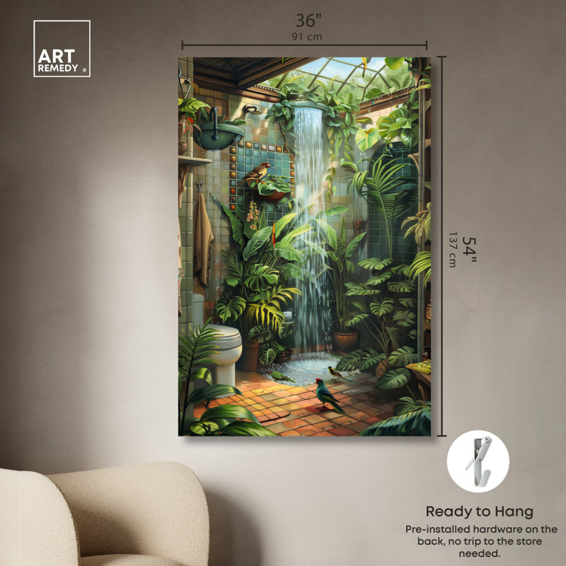Art de la salle de bain Waterfall, Toile tendue, H 54 po x l 36 po