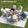 7 Piece Outdoor Dining Table Set With 2 Swivel Rocker Chair And Cushions
