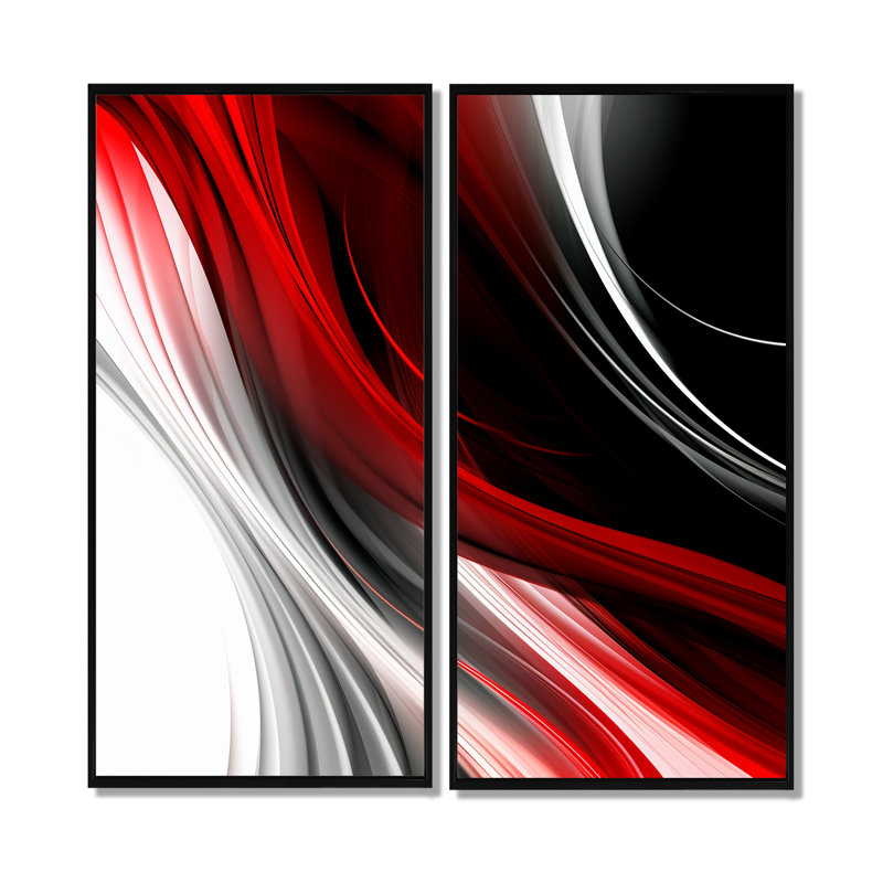Chezaray - Abstract Modern Waves Wall Art, 32" H x 32" W, Framed Print without Mat, Black