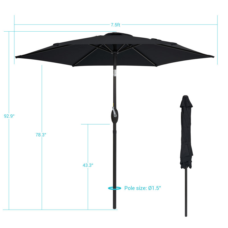 Parasol de marché 90 po Daljeet, Noir