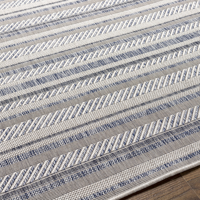 Tapis intérieur / extérieur rayé Mendota Bellino, Rectangle 8 pi 10 po x 12 pi