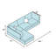 Ensemble de canapé modulaire 3 pièces, méridienne en similicuir (brun) avec repose-pieds à rangement droit