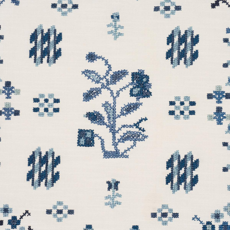 Fairview 100% Cotton Fabric, White/Blue