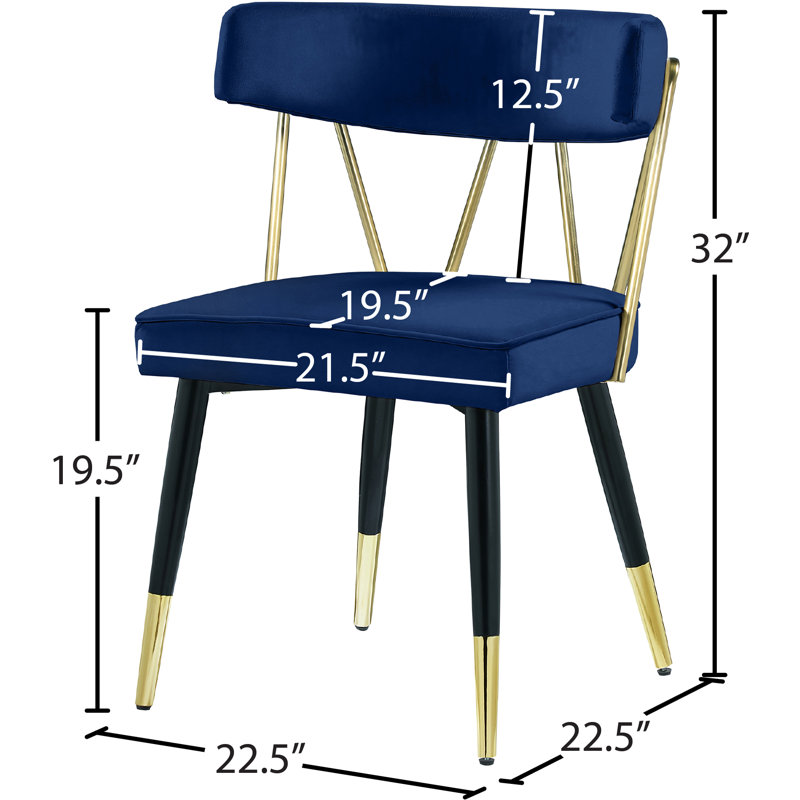 Chaise d'appoint en velours Jeudi, Velours marine