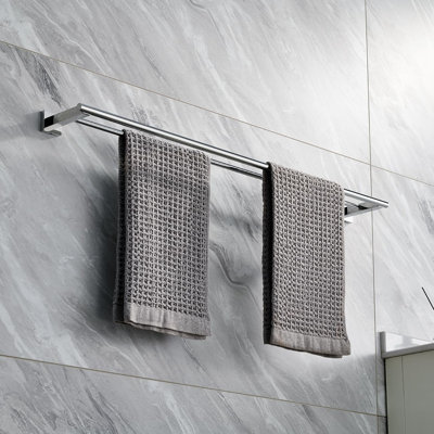 Porte-serviettes double en acier inoxydable SUS 304 pour salle de bain