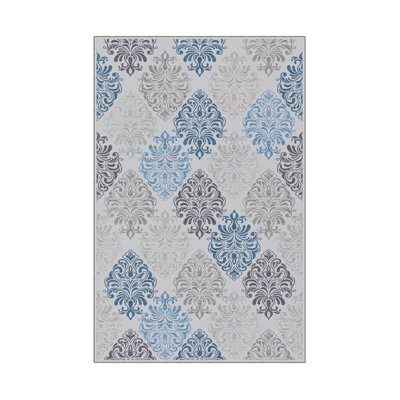 Antibacterial Woven Carpet (2.6 x 4.0 ft), 100% Polyester, 0.3 in Pile Height | Non-Slip PVC Dot Underside, 3D Digital Printing | Machine Washable, Easy Care for Living Room, Bedroom & Office