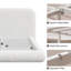 Structure de lit tapissier très grand avec tête de lit en velours courbé, panneaux arqués en mousse entièrement rembourrés, support en métal robuste, aucun sommier tapissier requis, crème-130812878-131519001