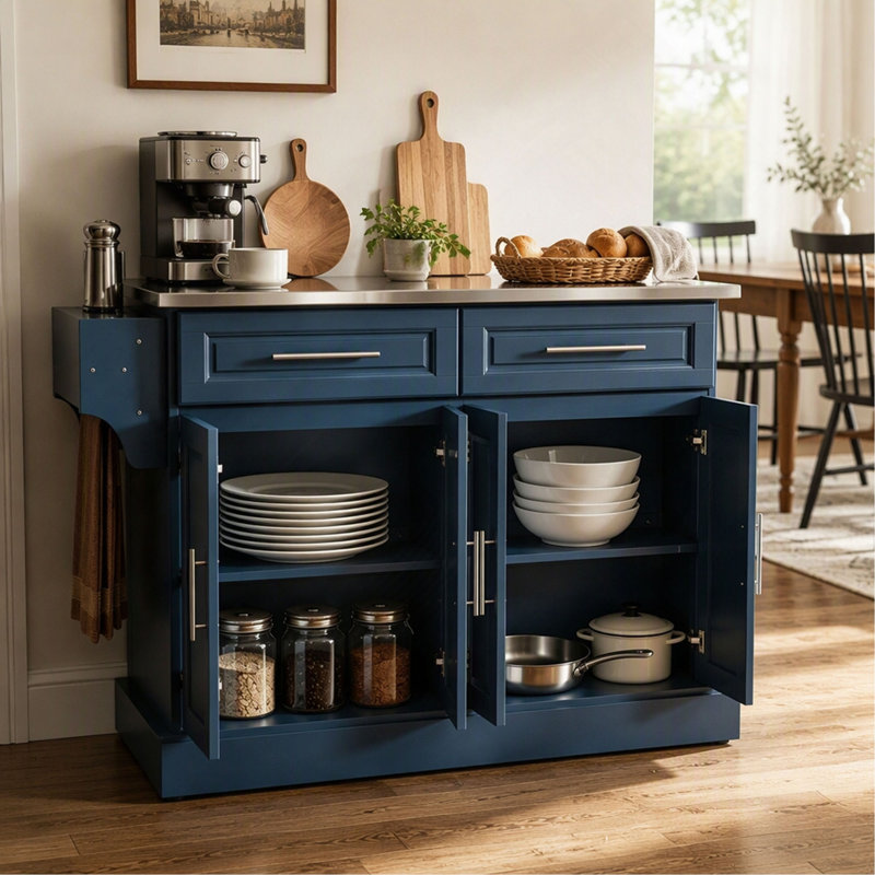 Îlot de cuisine et armoire de rangement de style nordique, chariot de cuisine sur roulettes