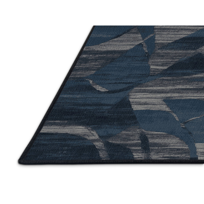 Tapis abstrait gris lavable à la machine, Rectangle 5 pi x 7 pi