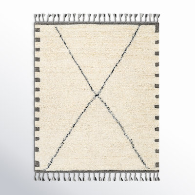 Jovan Handmade Wool White Rug
