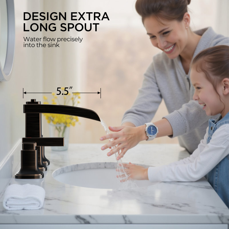 Widespread Bathroom Faucets With Metal Pop-up Drain, Oil Rubbed Bronze