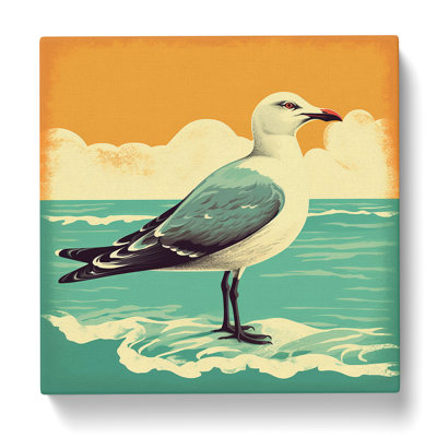 Seagull Retro Art No.3 - Wrapped Canvas