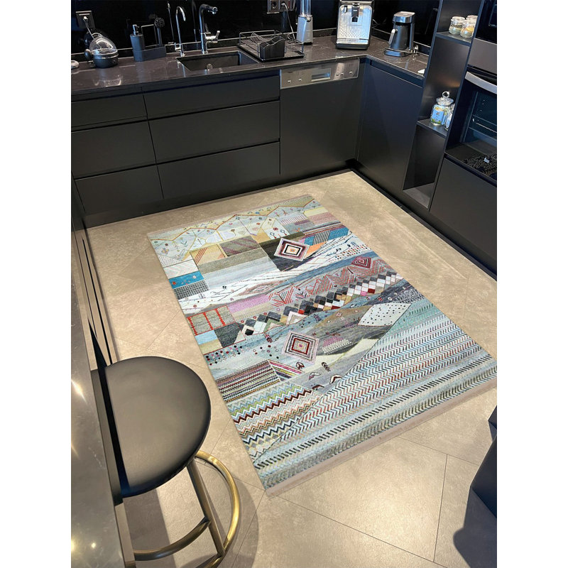 Tapis décoratif multicolore à motif géométrique de la collection Barcelona, Rectangle 4 pi 11,06 po x 7 pi 6,55 po