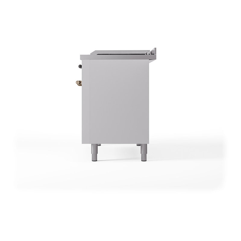 Cuisinière à double combustible ILVE Nostalgie II Series 48 po avec 5 brûleurs scellés, plaque de cuisson et table française (gaz naturel, porte pleine)