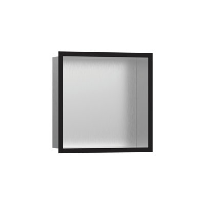 Niche murale individuelle XtraStoris en acier inoxydable brossé avec cadre 15,38 po x 15,38 po x 4 po