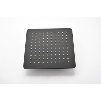 Douche de pluie 12 po - Support de plafond noir mat en forme de tête de bain agréable, laiton et acier inoxydable, salle de bain Enjoy