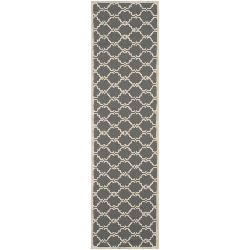 Tapis anthracite/beige à motif géométrique Herefordshire, Tapis de couloir 2 pi 3 po x 8 pi