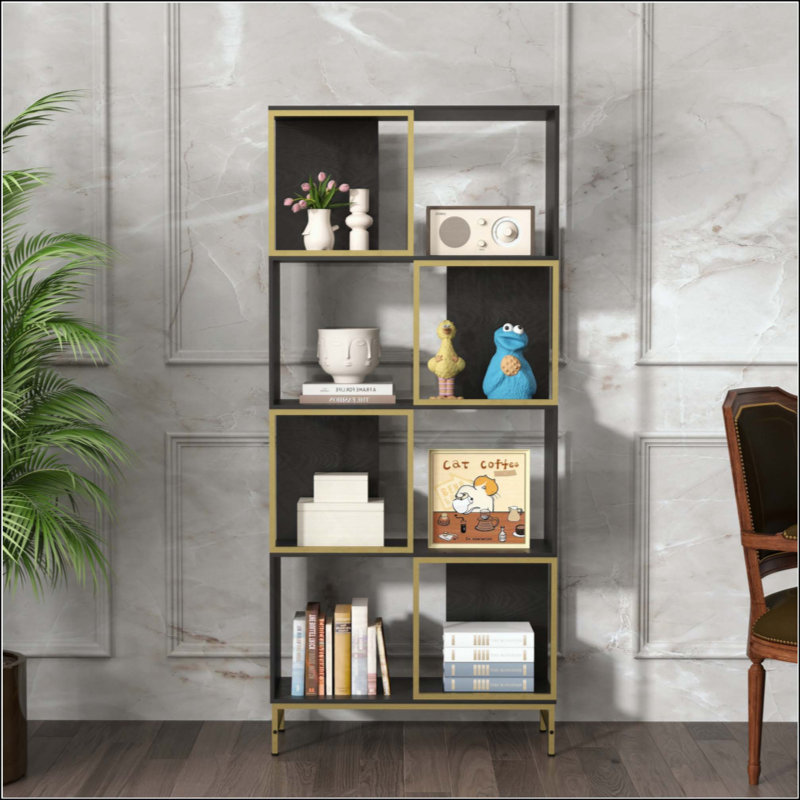 Étagères de rangement à 4 niveaux, étagère de rangement pour présentoir à bibliothèque pour petits espaces, salon, Noir