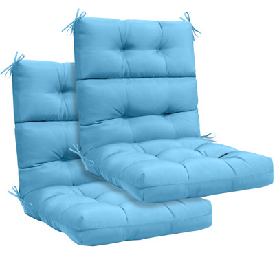 Coussin de chaise à dossier haut 2P imperméable avec ceinture antidérapante, rembourrage en mousse cassée et en coton, convient aux meubles de jardin intérieur / extérieur.