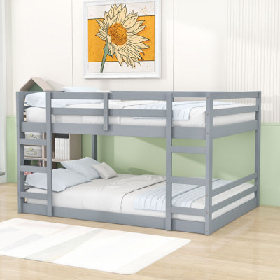 Wooden Bunk Bed With Slats And Ladder