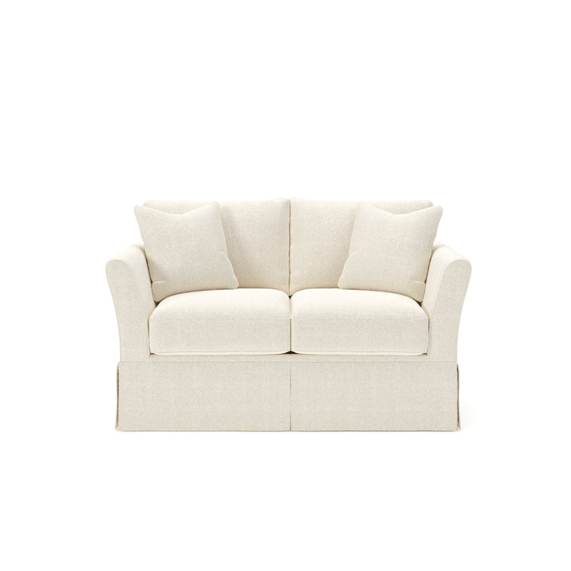 Divan-lit rembourré Shelby, Tissu performance bouclé Davis Pearl