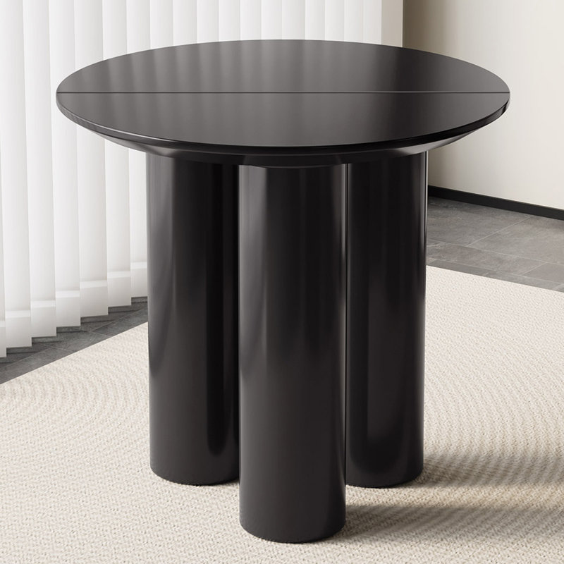 29.92" Modern Black Dining Table,Round Kitchen Table for Kitchen, Bar, Living Room, Black, 29.72"H x 30"L x 30"W