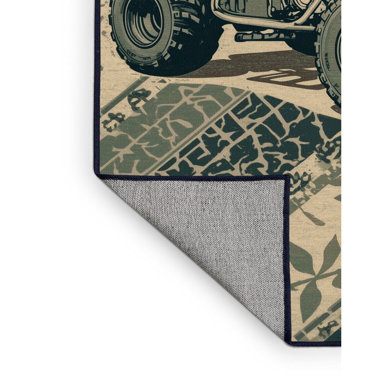 Tapis bleu quadrilatère Kendari, 6 X 9
