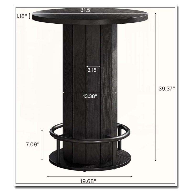 Table de bar, table basse ronde, Noir