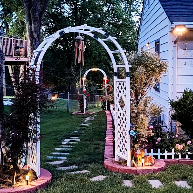 White Wooden Garden Arbor Trellis Archway for Outdoor Weddings
