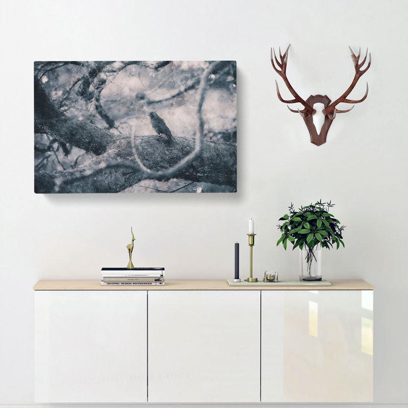 Bird On The Tree - Wrapped Canvas Painting, 40cm H x 60cm W x 3cm D
