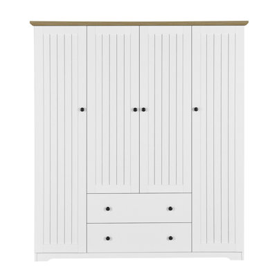 Armoire penderie 4 portes avec 2 tiroirs