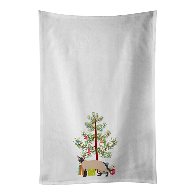 Ensemble de 2 serviettes de cuisine Tonkinese Cat Merry Christmas