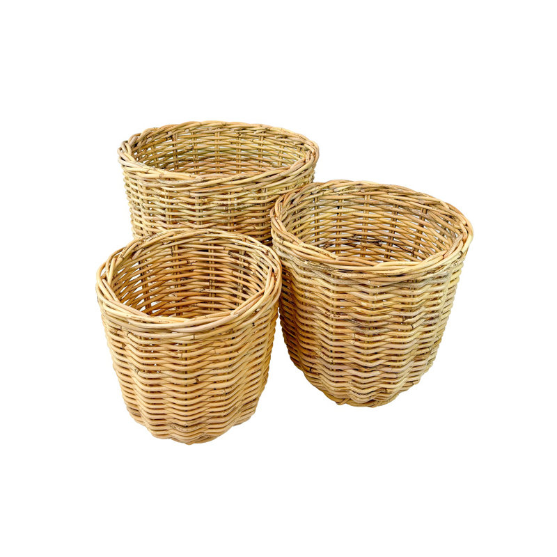 Ensemble de 3 paniers ronds en rotin Dearl