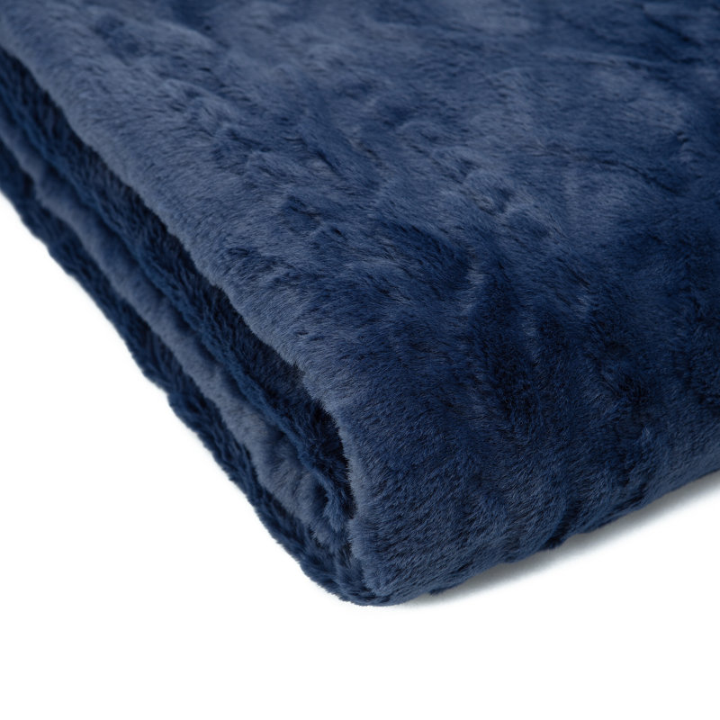 Jeté en fausse fourrure Chanasya, Bleu