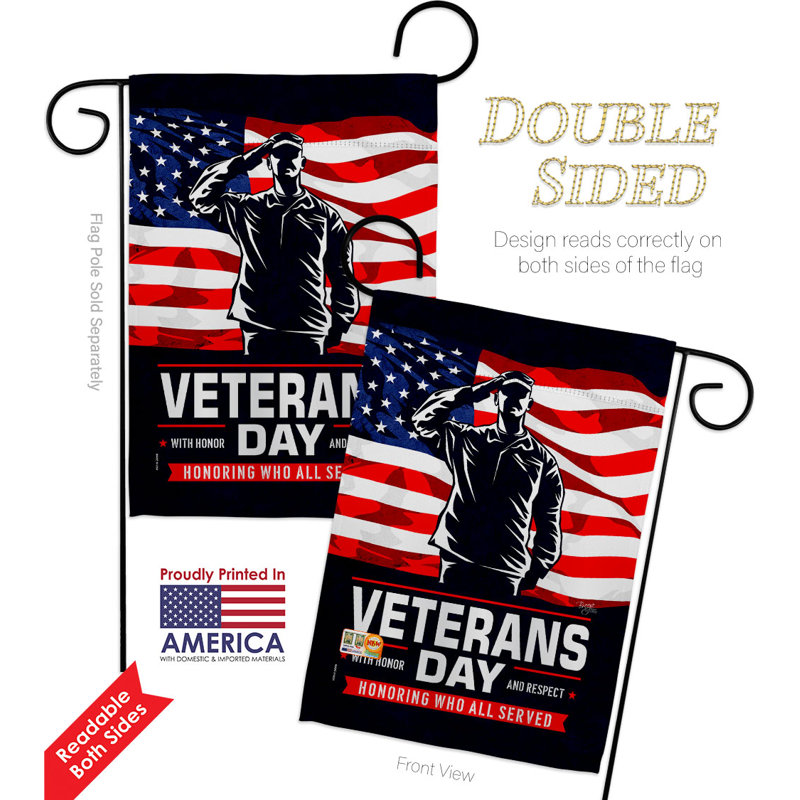 Drapeau de jardin en polyester 18 po x 13 po Honor Our Anciens Combattants
