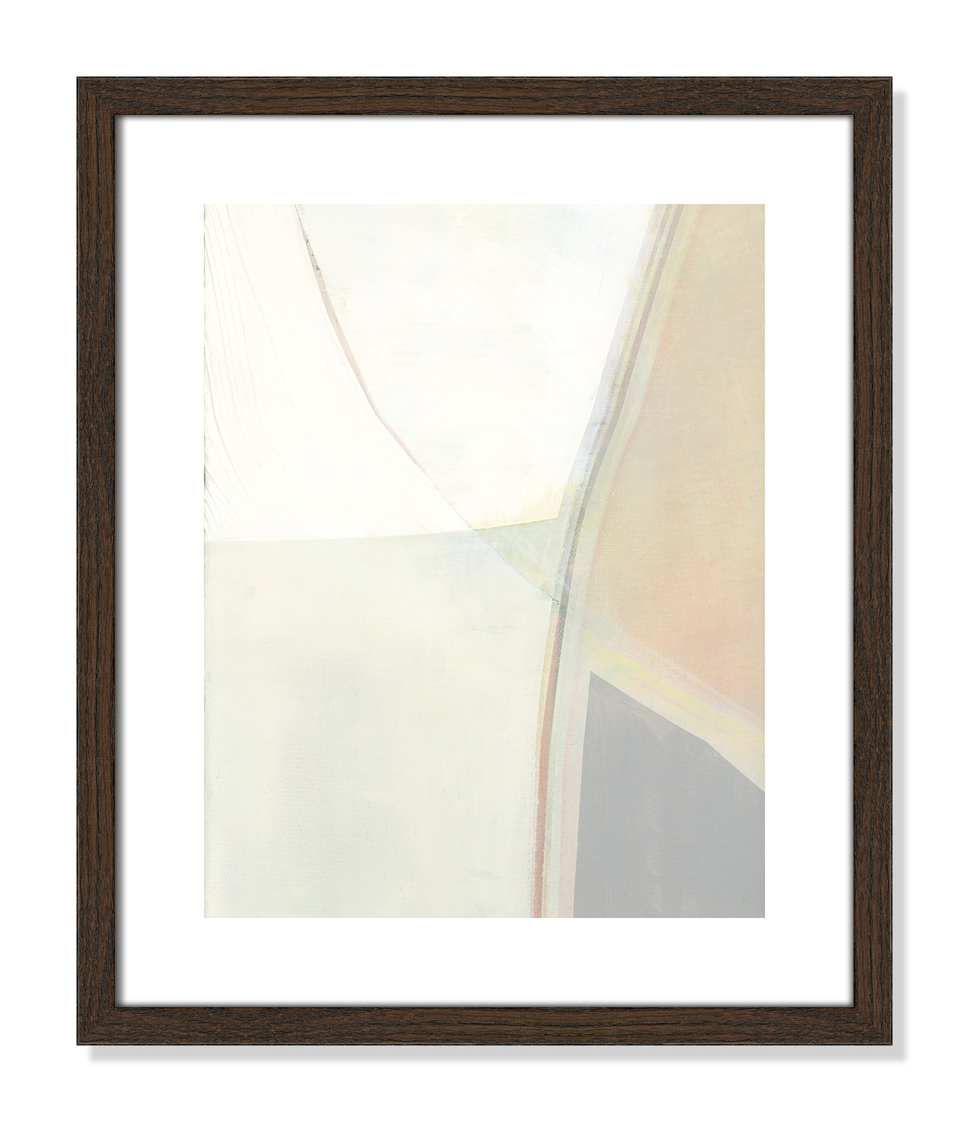 In Neutral II - Painting Print, Walnut Wood Framed Paper, 19" H x 16" W x 0.75" D