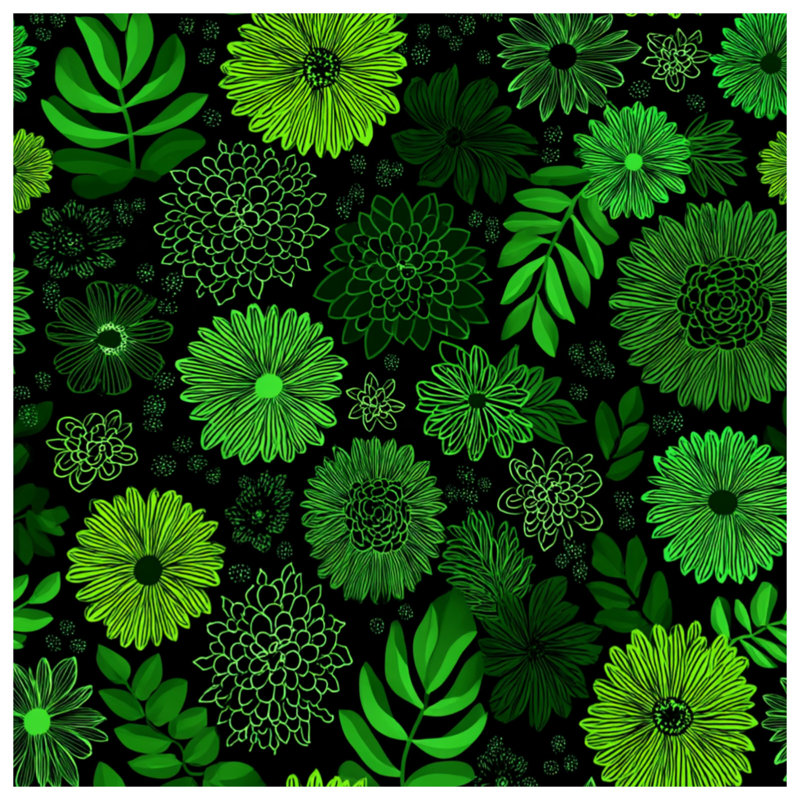 Housse de couette Floral Bedding Nature Boho Boho, Housse de couette pour lit simple, Motif floral noir / vert