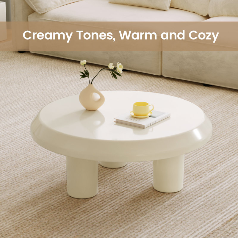 80CM Round Cream White Coffee Table