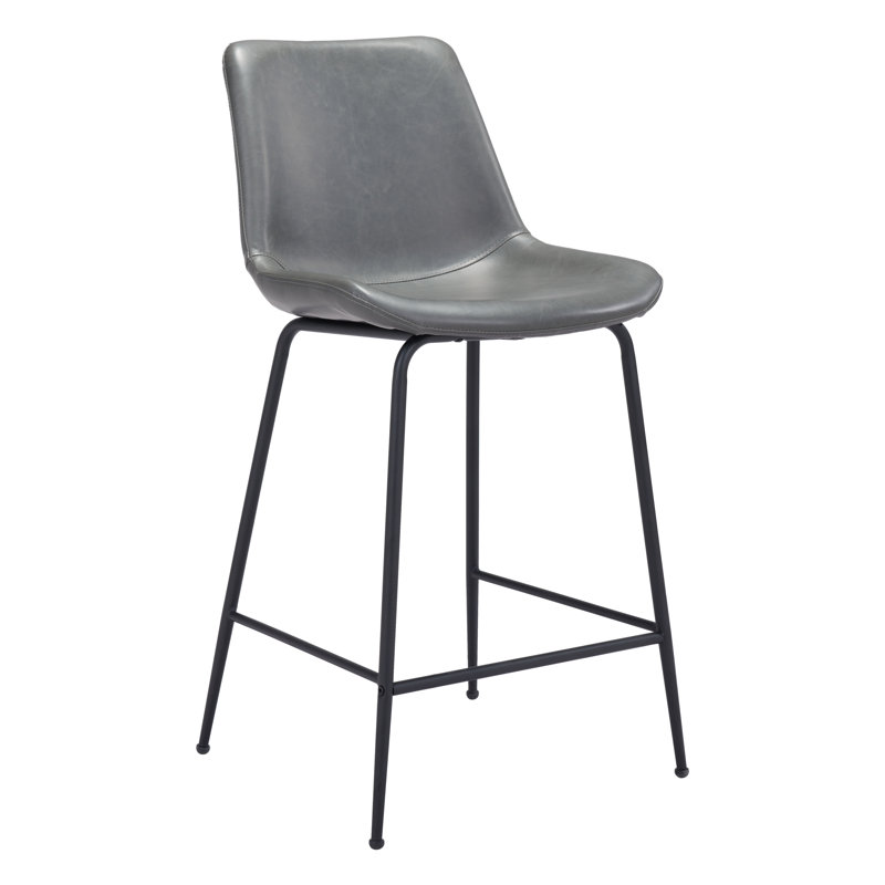 Tabouret de bar Byron blanc, Gris, Tabouret de comptoir (siège d'une hauteur de 26,4