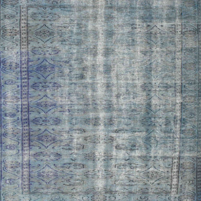 Tapis gris/bleu zone contemporaine, Carré 5 pi