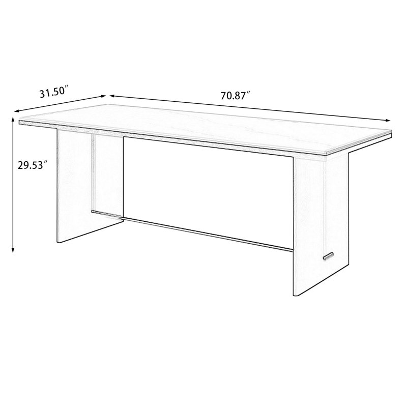 Table de salle à manger noire, H 29,53 po x L 70,87 po x l 31,5 po